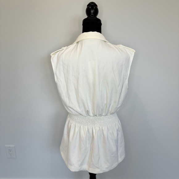 Strut & Bolt Off White Smocked Waist Blazer Vest (Medium) - Picture 6 of 10